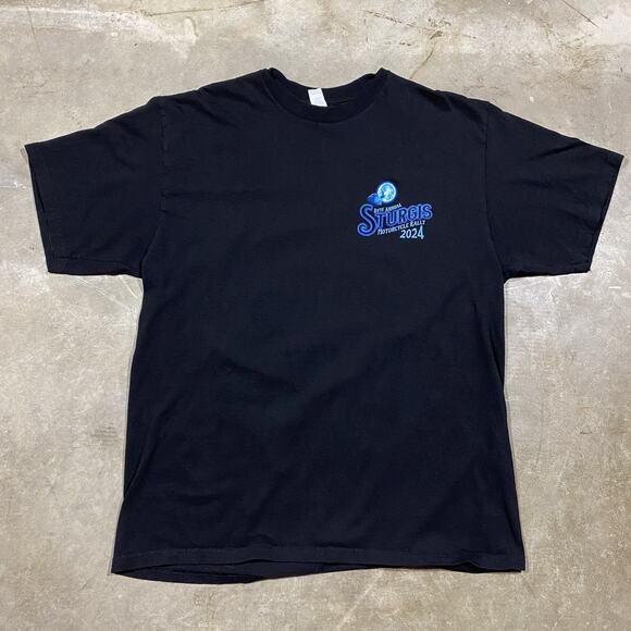 Sturgis Motorcycle Rally Tee Black Large Full Moon Biker Graphic Double Sided - Picture 2 of 6